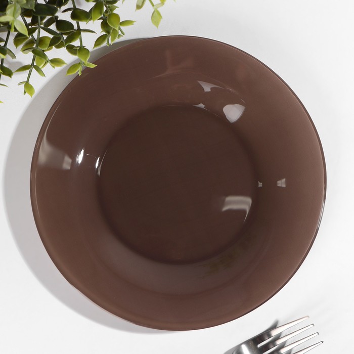 Тарелка стеклянная «Браун Сити», d=19,5 см, цвет коричневый салатник браун сити 500 мл d 16 см цвет коричневый