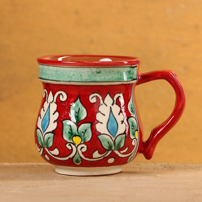 Кружка Риштанская Керамика Цветы, 330 мл, красный кружка loraine цветы фарфоровая зеленая 330 мл