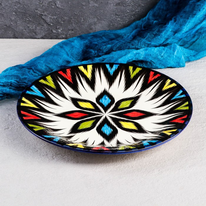 Тарелка Риштанская Керамика Атлас, разноцветная, плоская, 28 см fissman тарелка плоская 28 см
