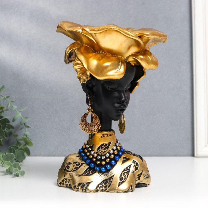 

Сувенир полистоун подставка "Африканка с розой" 17х16х23 см