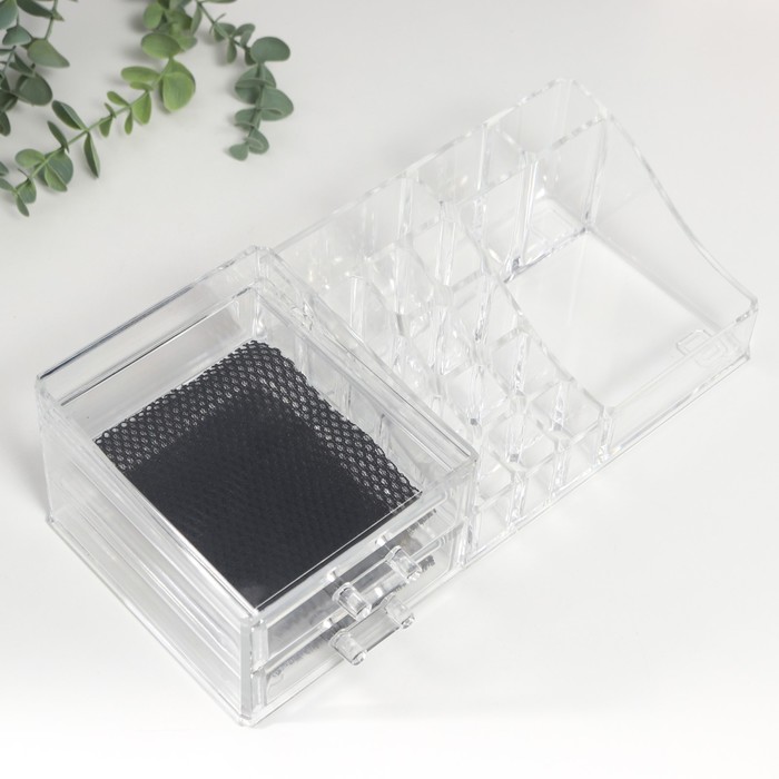 Шкатулка-органайзер пластик 2 ящика прозрачная 9х15х30,5 см
