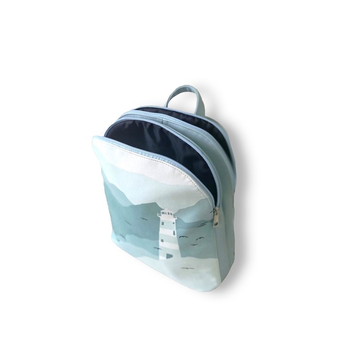 Рюкзак, 2 отдела на молнии, цвет голубой маяк