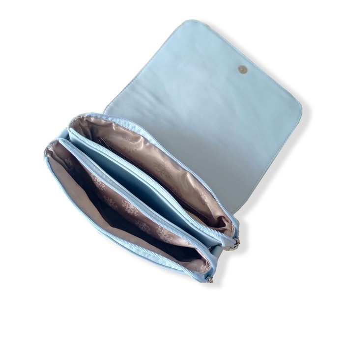 Сумка мессенджер, 2 отдела на клапане, цвет голубой