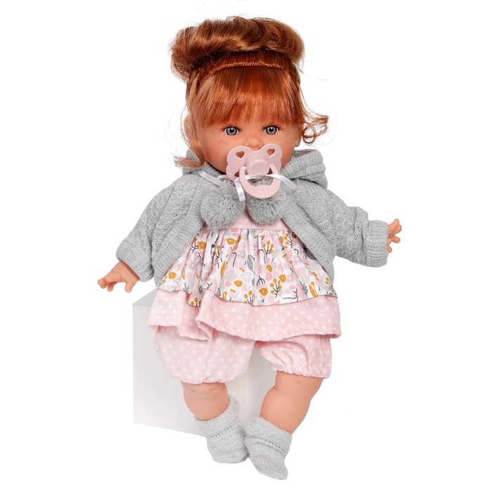 Кукла озвученная «Ава», в сером, 30 см, плачущая, мягконабивная
