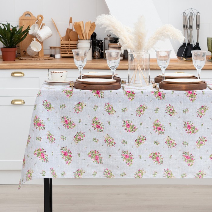 

Скатерть Доляна Roses on linen 146х180 см, 100% хлопок, рогожка 164 г/м2