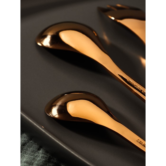 Набор столовых приборов Magistro Aqua, 4 предмета, цвет бронзовый
