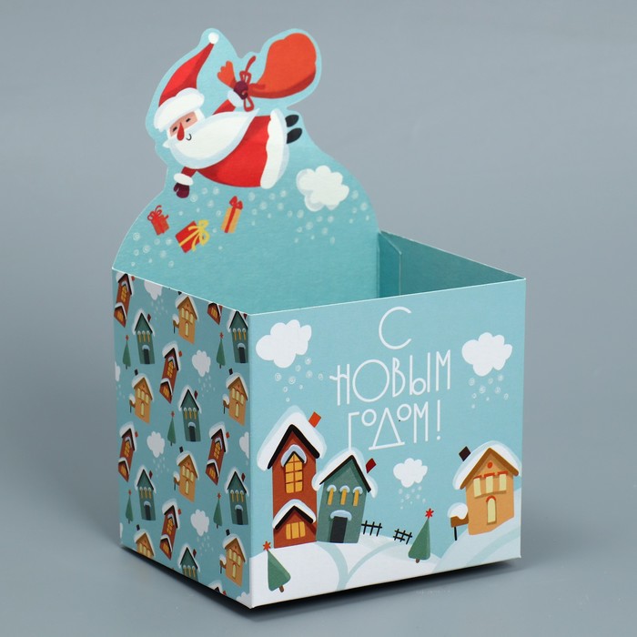 Коробка для мини-букетов «С новым годом», 12 х 17 х 10 см коробка для мини букетов с новым годом снегири 12 х 17 х 10 см