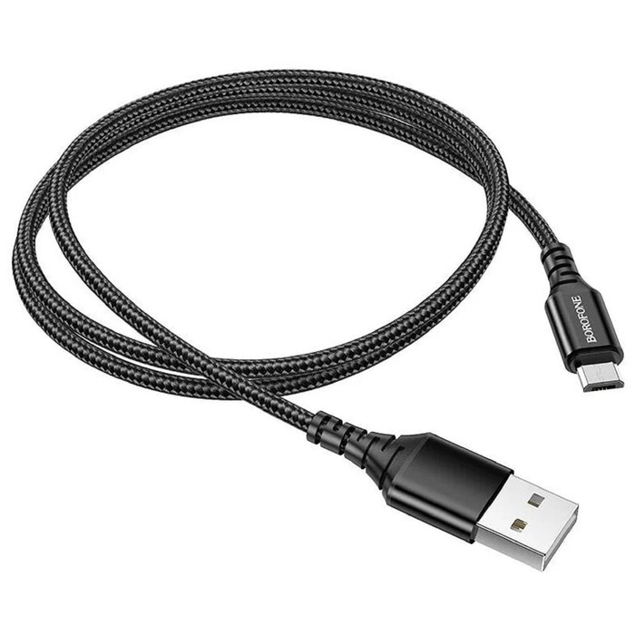 Кабель Borofone BX54, microUSB - USB, 2.4 А, 1 м, нейлоновая оплётка, чёрный