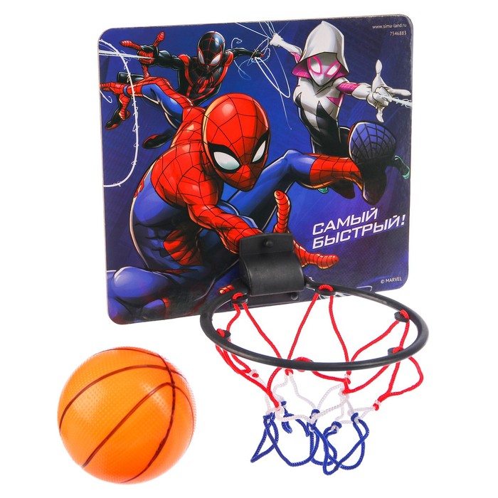 Баскетбольное кольцо с мячом «Самый быстрый», Человек паук цена и фото