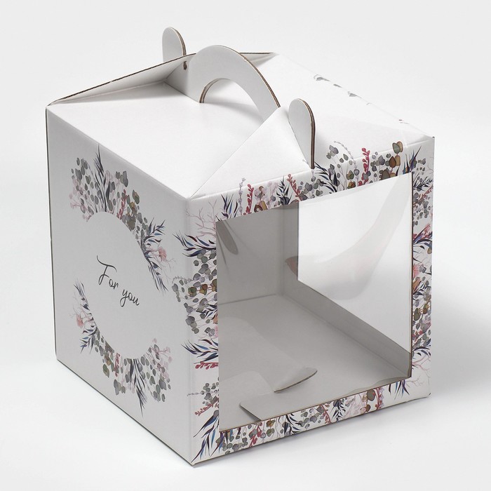 Коробка кондитерская с окном, сундук, упаковка, «Нежный венок» 20 х 20 х 20 см