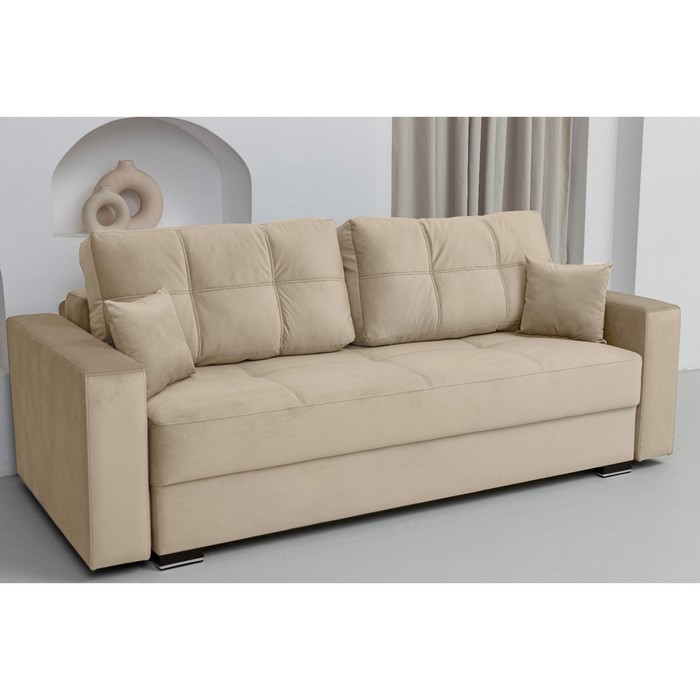 Прямой диван «Кардинал», тик-так, независимый пружинный блок, велюр, цвет ultra sand