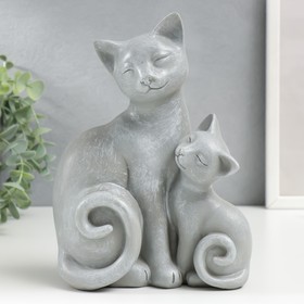 Сувенир полистоун 'Кошка с котёнком' серый 20х8,5х15,5 см Ош
