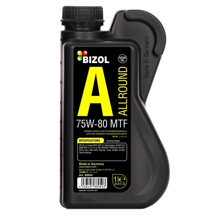 Трансмиссионное масло BIZOL Allround Gear Oil MTF 75W-80, синтетическое, 1 л масло трансмиссионное motul motyl gear 75w 80 2 л