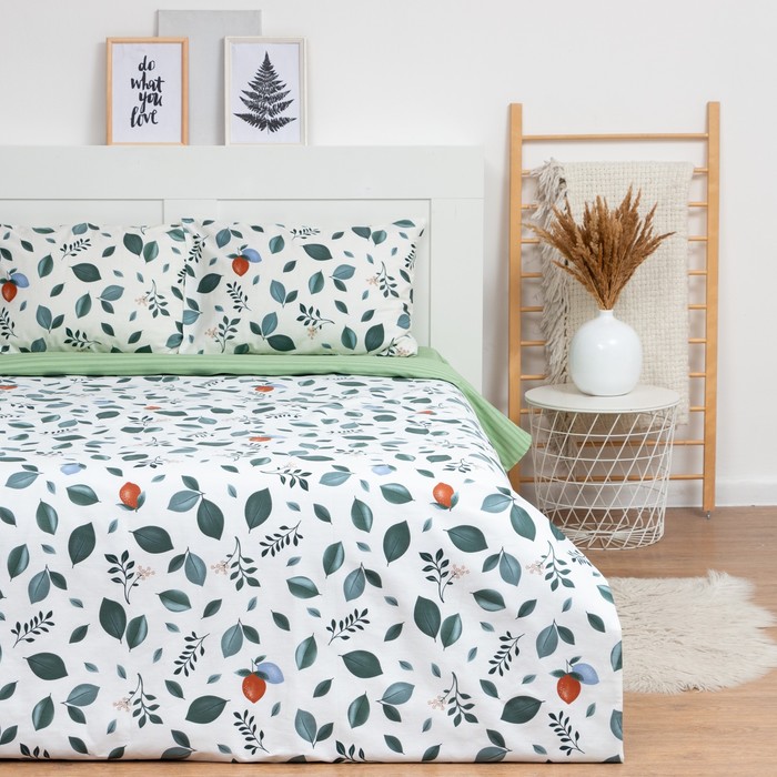 фото Постельное бельё lovelife евро «магия листьев» 200х217 см, 225х240 см, 50х70см-2шт,100%хлопок,сатин,125г/м²