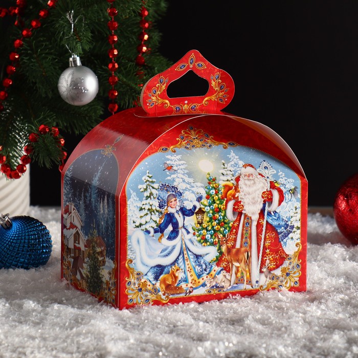 Подарочная коробка Снежный праздник, сундучок, 18,5 х 12,5 х 16,5 см