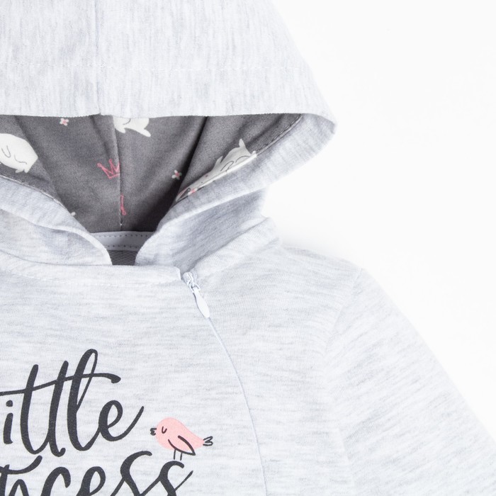 фото Комбинезон с капюшоном крошка я "princess", рост 68-74 см, цвет серый