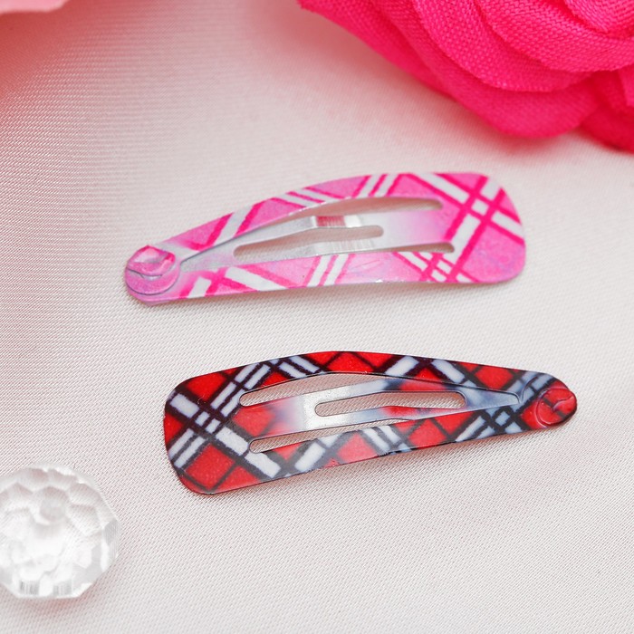 Заколки для волос "Цветик" клеточка (набор 12 шт.)