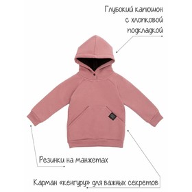 

Костюм детский Amarobaby Mono ( худи и брюки), футер 360гр с начесом, розовый, размер 104