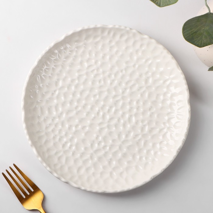Тарелка керамическая десертная «Воздушность», d=20,5 см, цвет белый воздушность