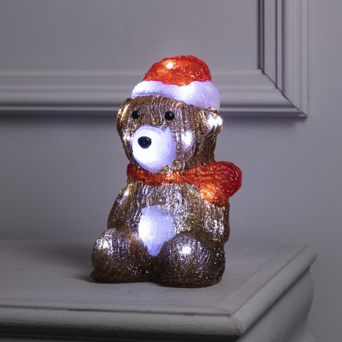 Светодиодная фигура «Медвежонок в шапке» 21 × 11 × 11 см, акрил, 20 LED, батарейки ААх2 (не в комплекте), свечение белое светодиодная фигура ёлочка 7 × 21 × 7 см акрил 20 led батарейки аах2 не в комплекте свечение белое