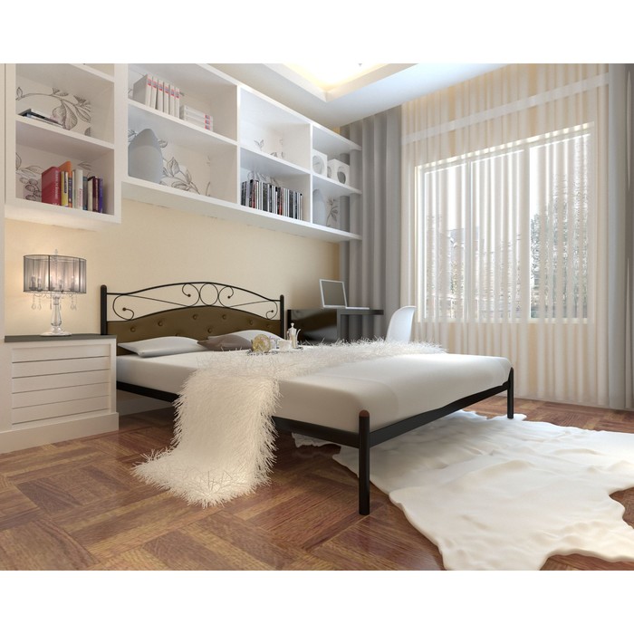 Кровать «Надежда», 1200×2000 мм, металл, изголовье мягкое, цвет чёрный кровать надежда plus 1600 × 1900 мм металл изголовье мягкое цвет белый