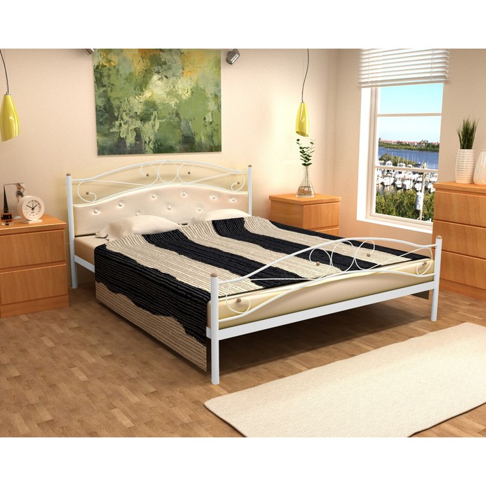 Кровать «Надежда Plus»,1600 × 2000 мм, металл, изголовье мягкое, цвет белый 28042