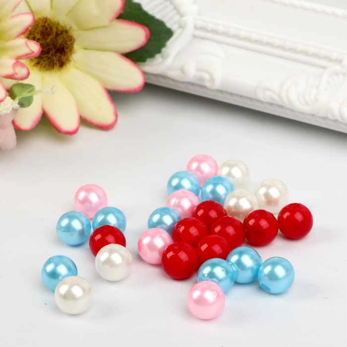 Декор для творчества в банке "Бусинки большие", в наборе 12 шт., 0,8 см