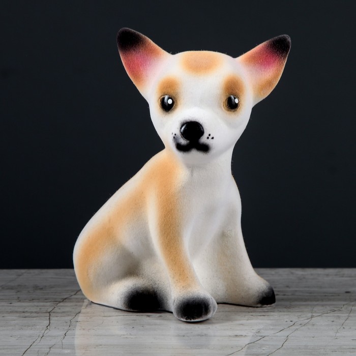 Копилка "Щенок" белая, флок