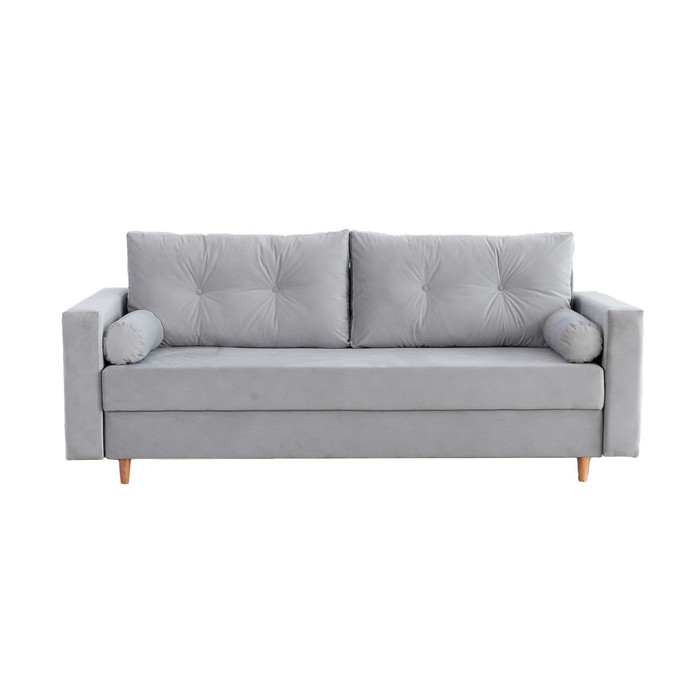 Прямой диван «Киото», механизм еврокнижка, велюр, цвет серый