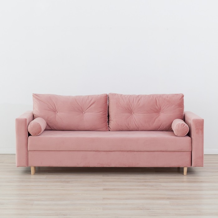Прямой диван «Киото», механизм еврокнижка, велюр, цвет пыльная роза