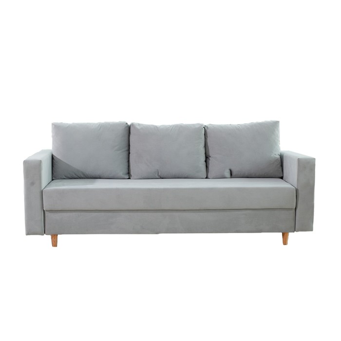 Прямой диван «Ванкувер», механизм еврокнижка, велюр, цвет серый