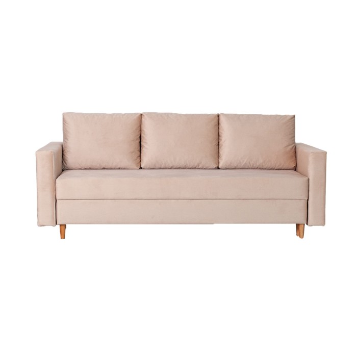 Прямой диван «Ванкувер», механизм еврокнижка, велюр, цвет бежевый