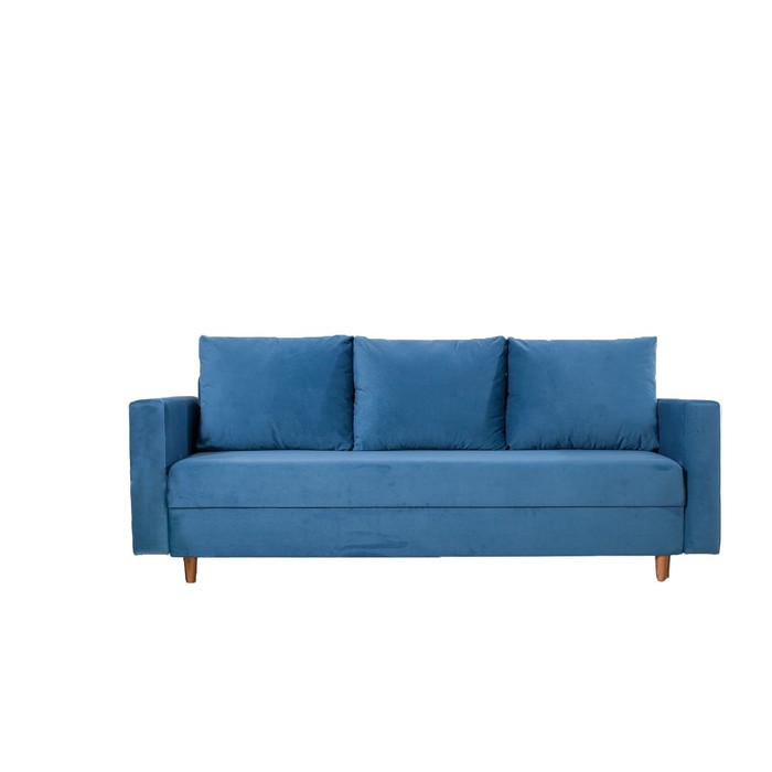 Прямой диван «Ванкувер», механизм еврокнижка, велюр, цвет синий прямой диван юность 11 механизм еврокнижка пружинный блок велюр цвет синий