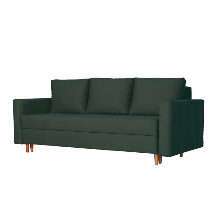 Прямой диван «Ванкувер», механизм еврокнижка, велюр, цвет зелёный
