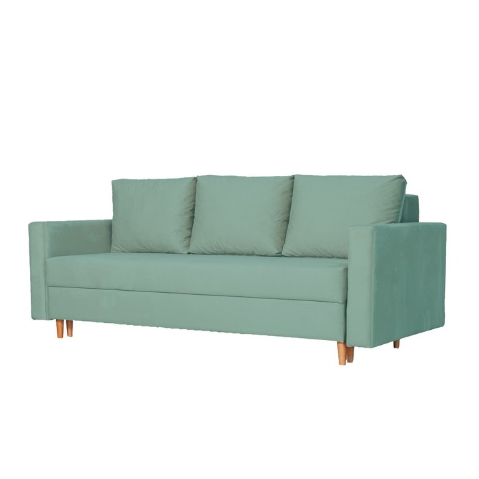 Прямой диван «Ванкувер», механизм еврокнижка, велюр, цвет бирюзовый