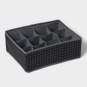 Органайзер для хранения белья Доляна «Кло», 12 ячеек, 32×24×12 см, цвет чёрный
