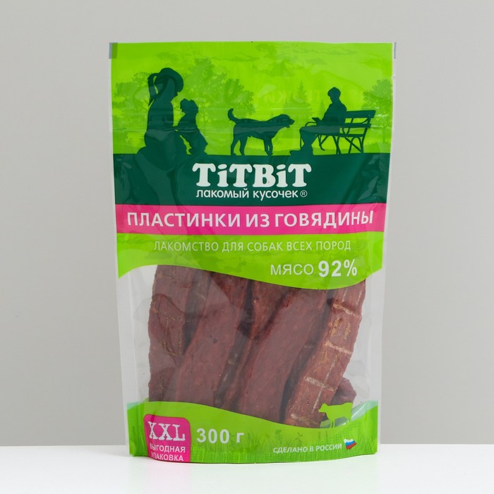 Лакомство TitBit для собак Пластинки из говядины для всех пород, 300 г лакомство для собак titbit пластинки из говядины 300г xxl выгодная упаковка