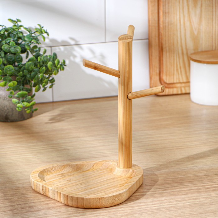 

Подставка для кружек Доляна Bamboo, 16×19,7 см, с блюдом для подачи