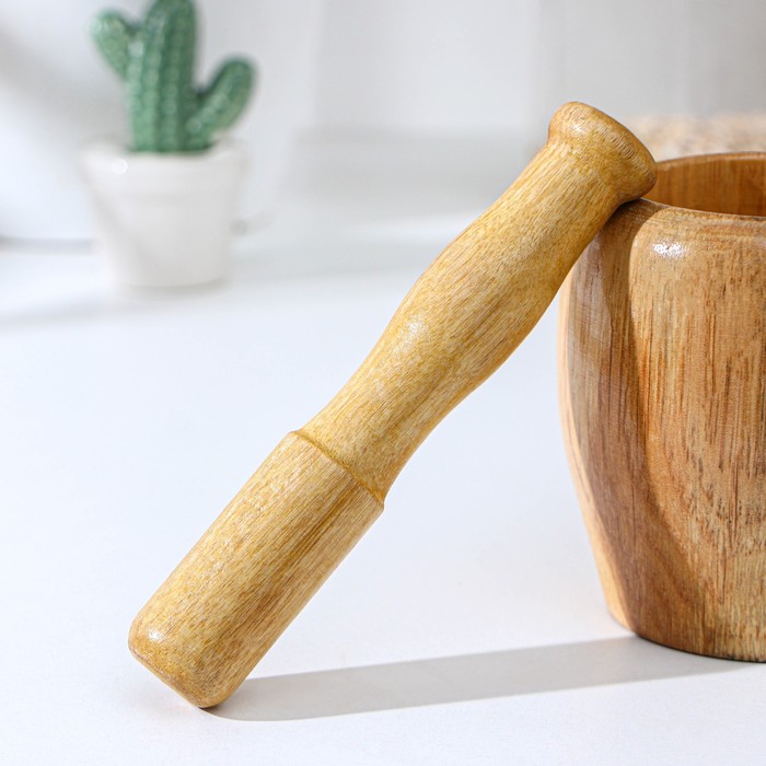 фото Ступка с толкушкой доляна «бамбук», 10 см