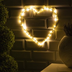 Светодиодная фигура «Сердце» 28 × 28 см, металл, батарейки ААх2 (не в комплекте), свечение тёплое белое Ош