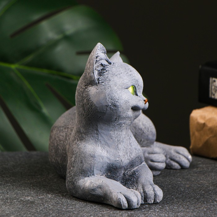 

Фигура "Кошечка лежит" серая, 18х13х13см