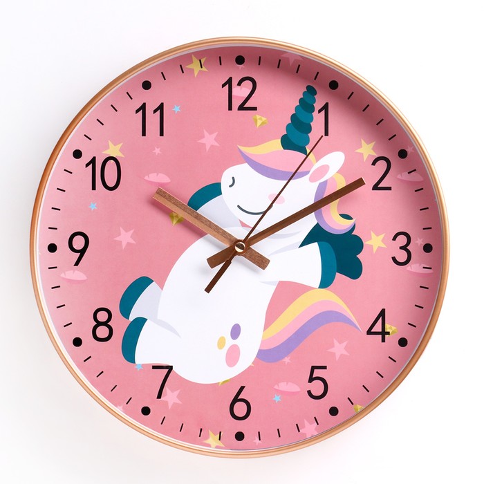 Детские настенные часы Единорог, плавный ход, d-30 см часы настенные серия детские смайл плавный ход d 30 см микс