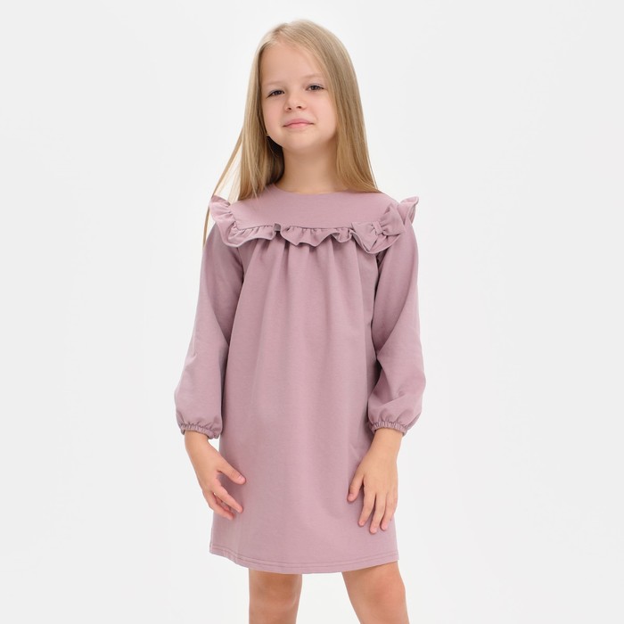 Платье для девочки с рюшей KAFTAN Basic line, размер 32 (110-116), цвет сиреневый