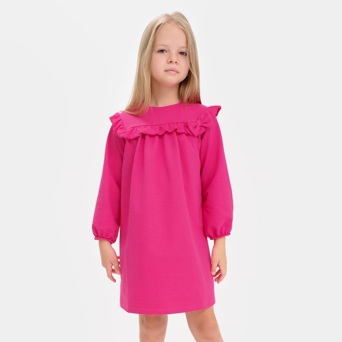 Платье для девочки с рюшей KAFTAN Basic line, размер 30 (98-104), цвет фуксия