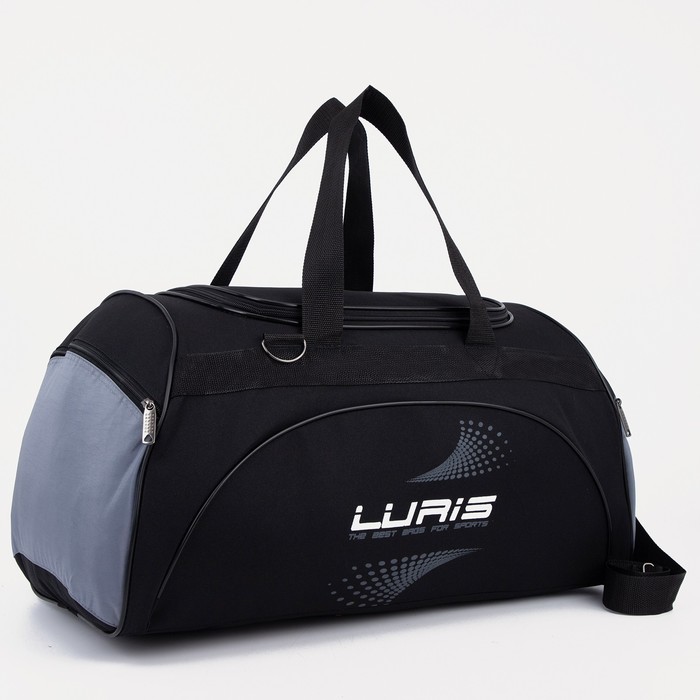 фото Сумка спортивная на молнии, 2 наружных кармана, длинный ремень, цвет чёрный/серый luris