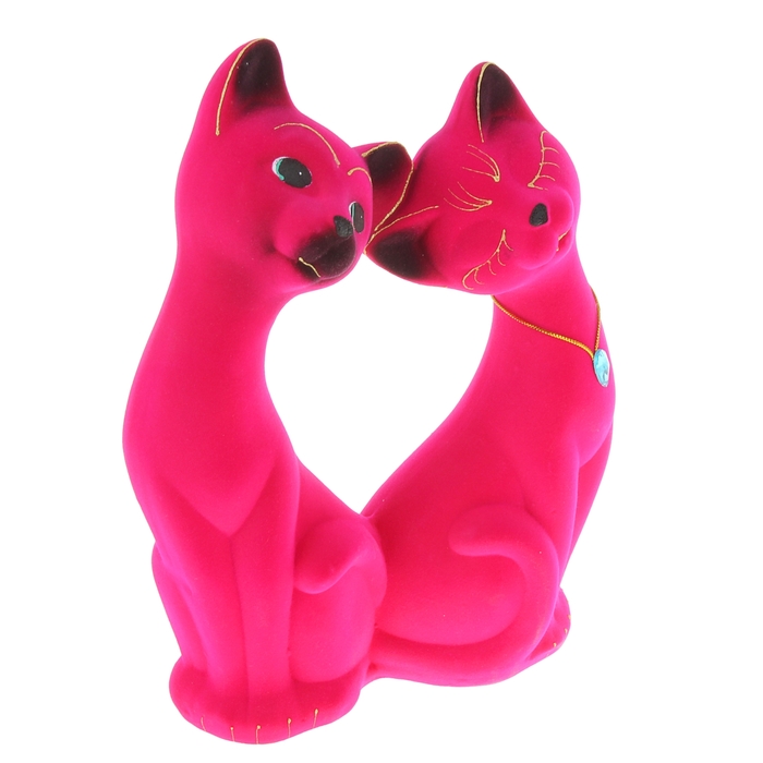 Копилка "Влюблённая пара" большая, флок, розовая