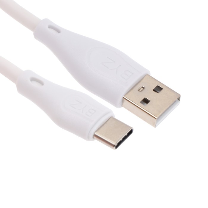 Кабель BYZ BL-634, Type-C - USB, 2.4 А, 1.5 м, силиконовая оплетка, белый