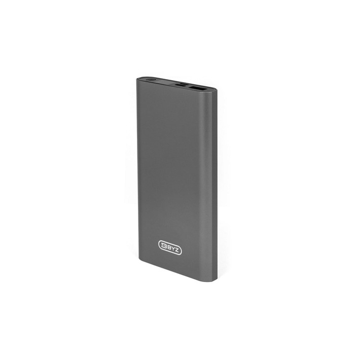 Внешний аккумулятор BYZ Power Bank W6, 10000 мАч, USB, USB-C, 2.1А, дисплей, серый