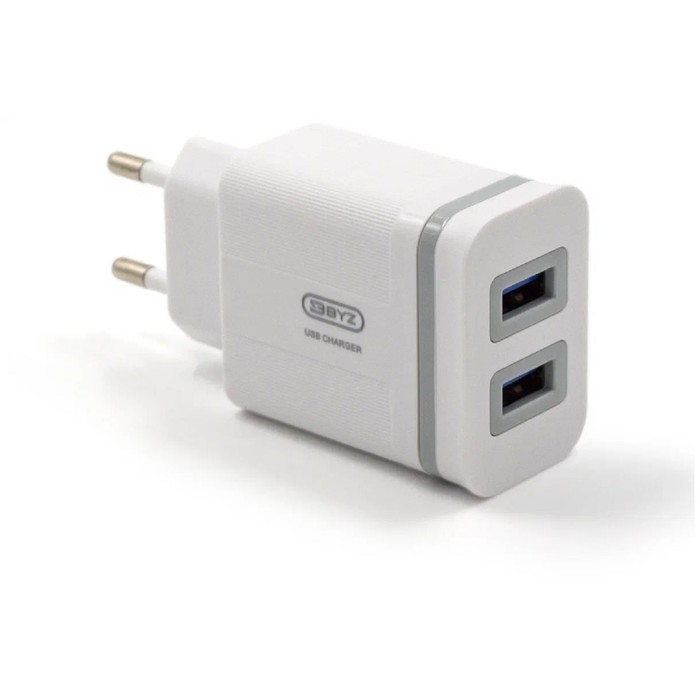Сетевое зарядное устройство BYZ U26, 2 USB, 2.4 А, кабель microUSB, 1 м, белое сетевое зарядное устройство byz u26 2 usb 2 4 а кабель microusb 1 м белое