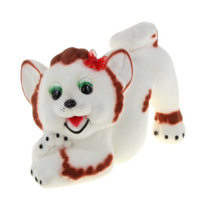 Копилка "Кот Барсик" флок, бело-рыжая